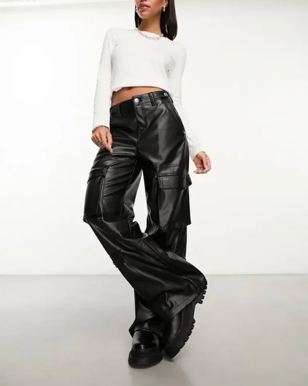 Bershka black Leather pant